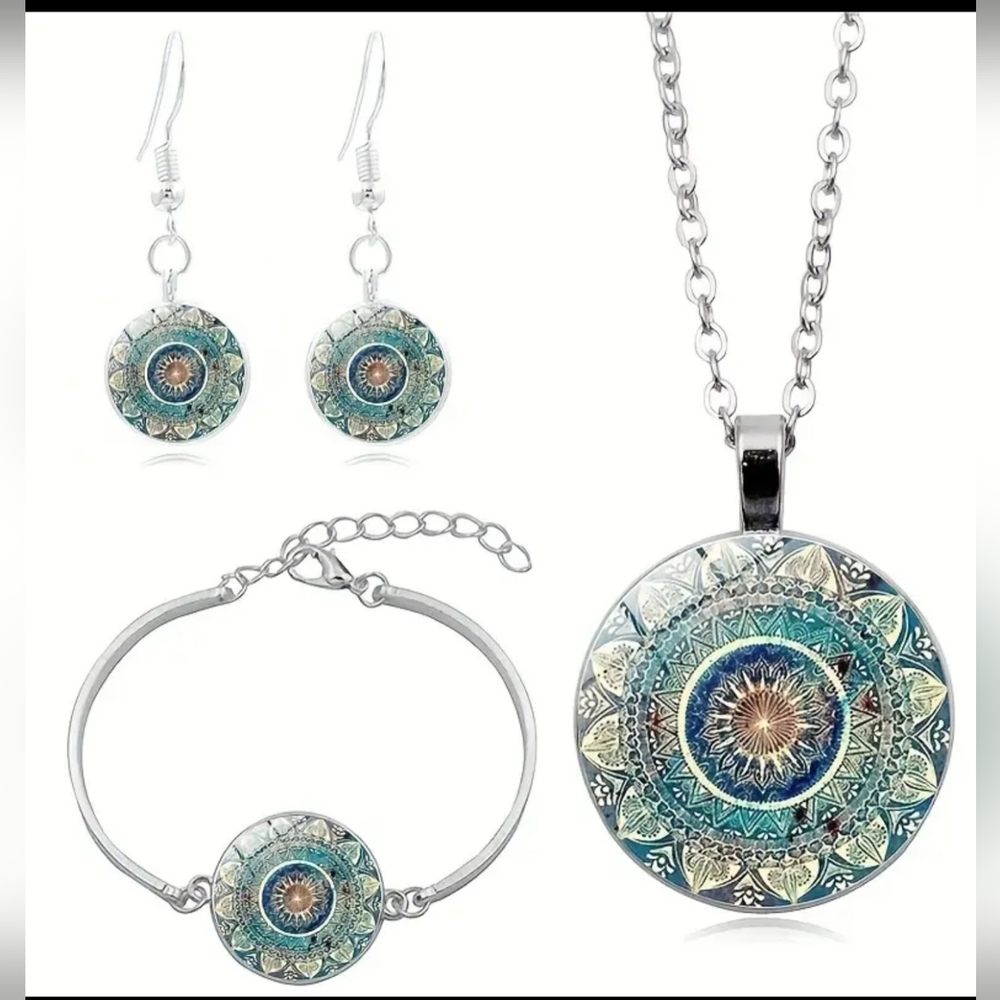 Women Necklace Jewelry Set Mandala Flower